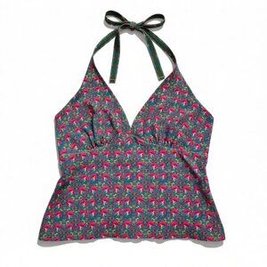 True Y2K Vintage Floral Halter Babydoll Top//Indie- Festival- Boho Chic